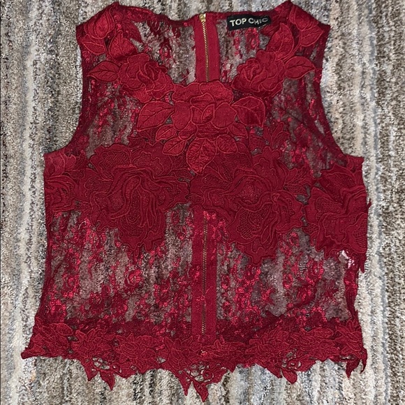 Red lace top - Picture 1 of 2
